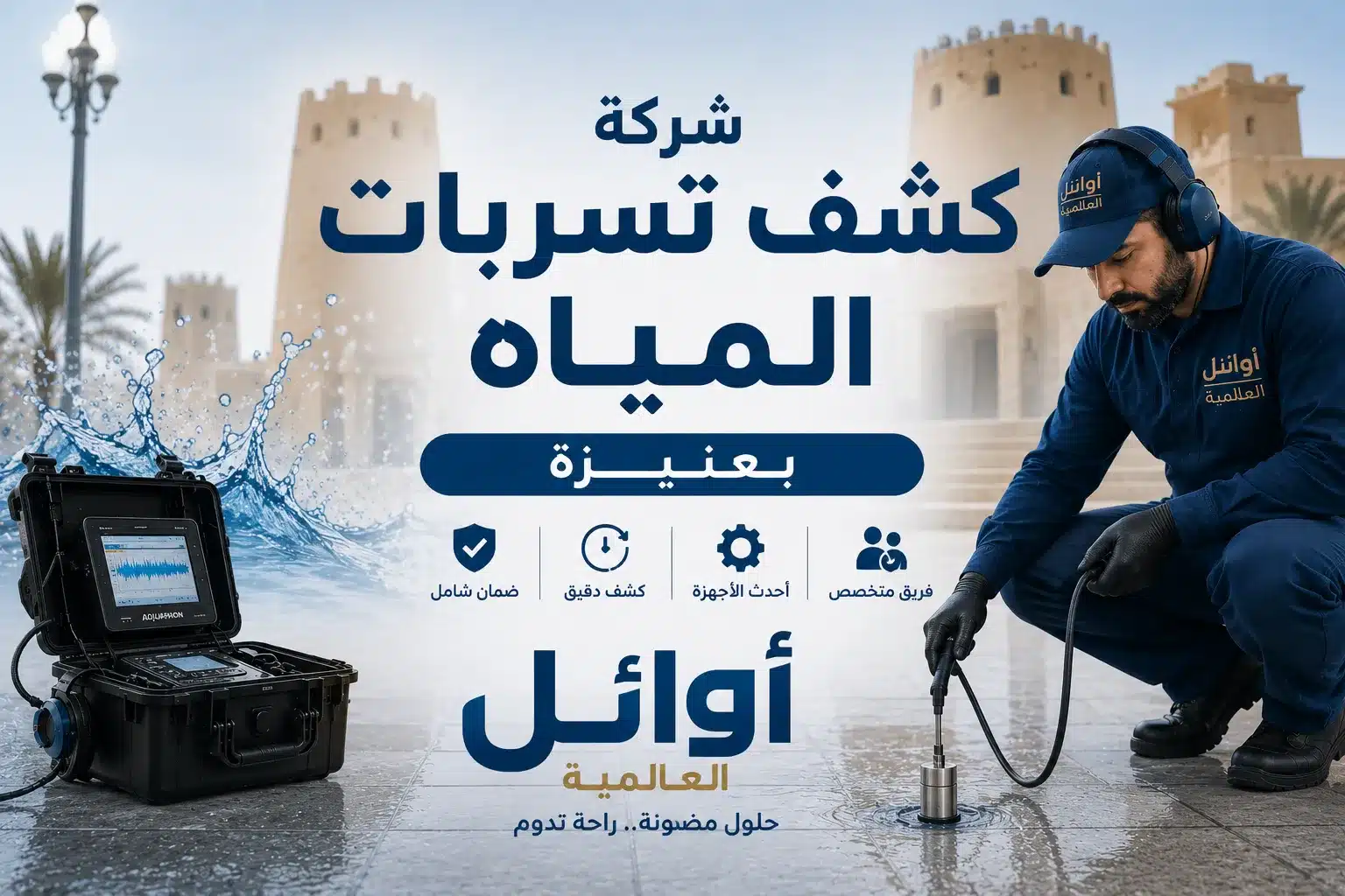 كشف تسربات المياه بعنيزة